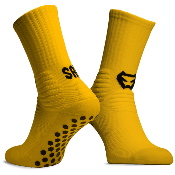 SAK Project Football Grip Sock Crew Ankle Sock Yellow