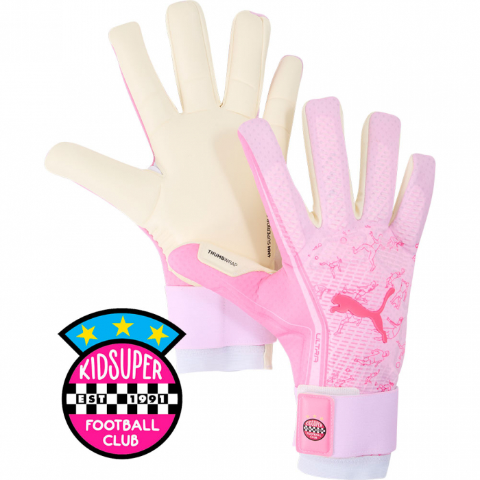 04207501 PUMA x KidSuper Ultra Ultimate Hybrid Goalkeeper Gloves Pink