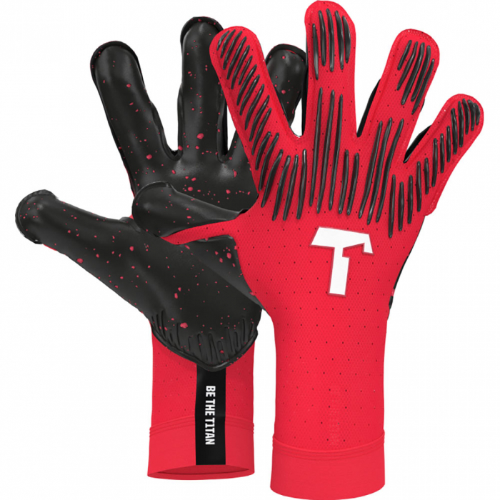 T1TAN Rebel 2.0 Solar Red Junior Goalkeeper Gloves Red TITAN