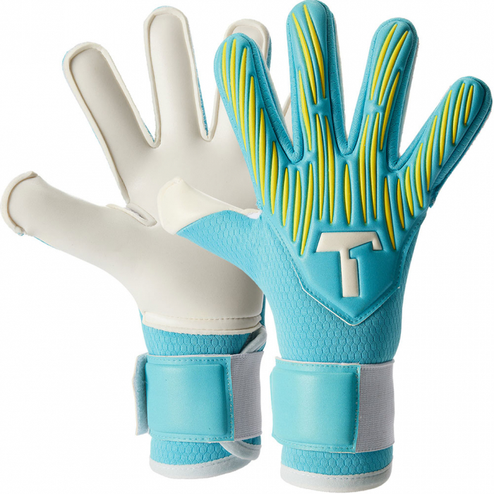 T1TAN Rebel 2.0 Sky Blue Finger Protection Junior Goalkeeper Gloves Sky Blue
