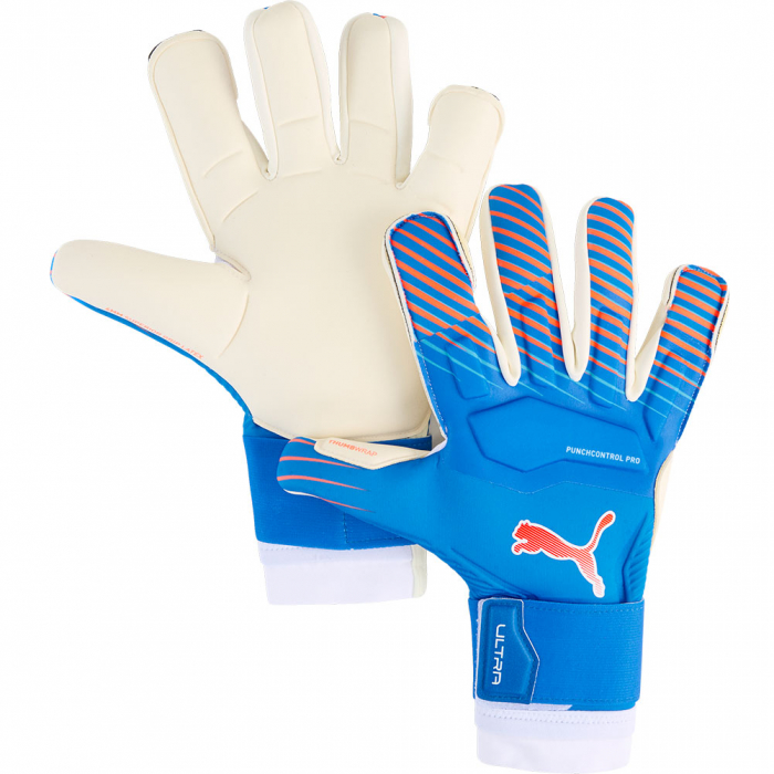 04208101 PUMA ULTRA ULTIMATE Hybrid Goalkeeper Gloves Ultra Blue / Glowing Red